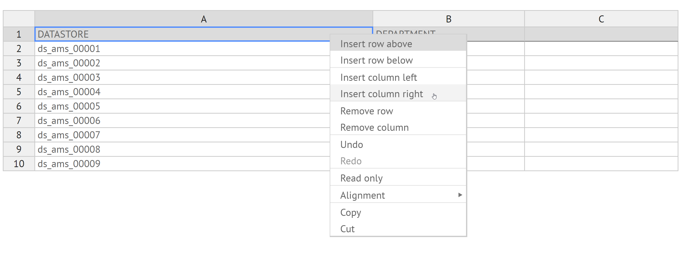 Adding and removing columns and rows